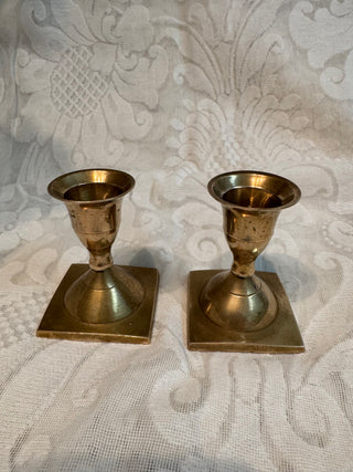 Vtg Brass Small Candle Holders