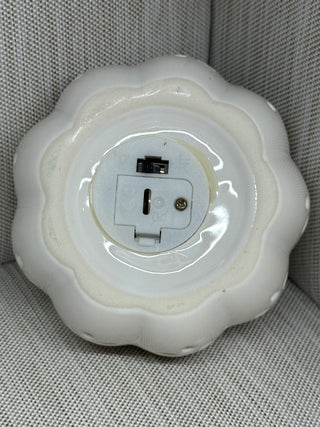 Cracker Barrel White Ceramic LED Pumpkin Gold Stem Diamond Cutout Untested