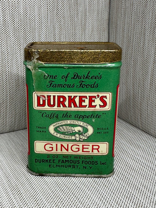 Durkee Ginger Spice Tin 2 oz Ground Famous Foods Elmhurst NY 1950s