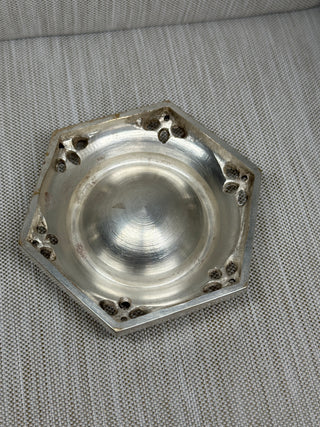 Tea Strainer Holder Silverplate Hexagonal  Drip Cup Pierced Star Clover