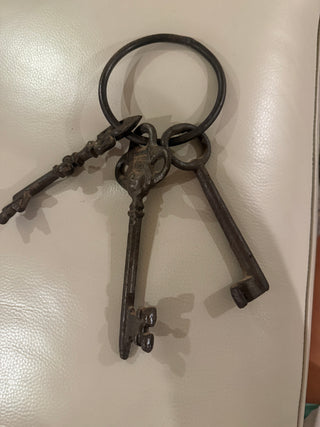 Vintage Large Cast Iron Jailer Keys on Ring
