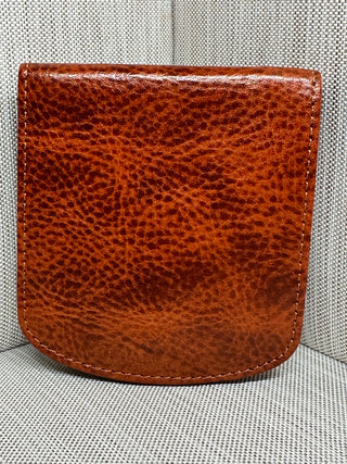 Casual Leather Bifold Wallet Brown Pebble Grain Coin Pocket Snap