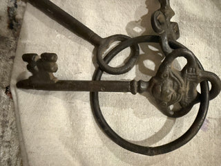 Vintage Large Cast Iron Jailer Keys on Ring
