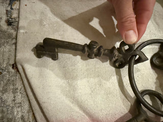 Vintage Large Cast Iron Jailer Keys on Ring