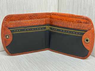 Casual Leather Bifold Wallet Brown Pebble Grain Coin Pocket Snap