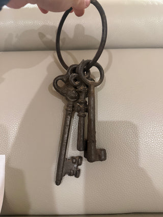 Vintage Large Cast Iron Jailer Keys on Ring