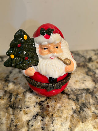 Santa with Tree and Pipe Trinket Box, No Trinket
