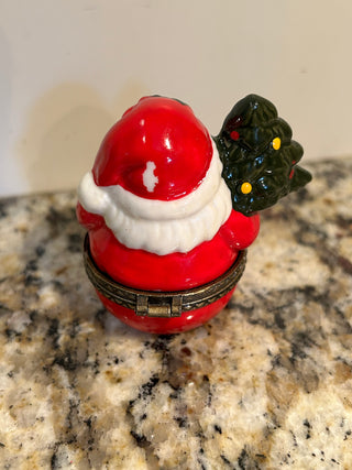 Santa with Tree and Pipe Trinket Box, No Trinket