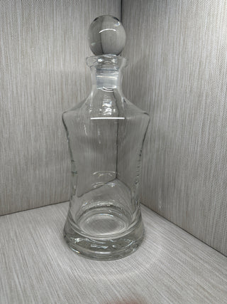 Clear Glass Hourglass Liquor Decanter Heavy Weighted Base Ball Stopper 11"