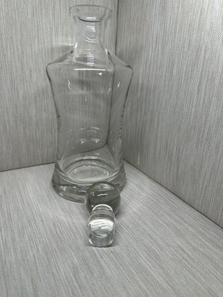 Clear Glass Hourglass Liquor Decanter Heavy Weighted Base Ball Stopper 11"