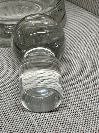 Clear Glass Hourglass Liquor Decanter Heavy Weighted Base Ball Stopper 11"