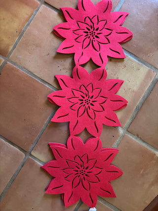6’ long felt poinsettia table runner