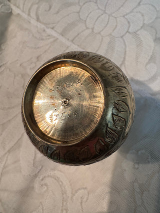 Vtg Etched Brass Vase - Sarna India