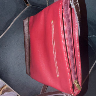 New Chala Maroon Mushroom Sweet Messenger Crossbody Tote Purse Faux Leather VV