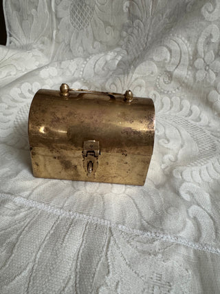 Vtg Brass Hinged Small Trinket Box