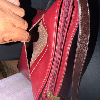 New Chala Maroon Mushroom Sweet Messenger Crossbody Tote Purse Faux Leather VV