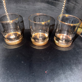 3 Rare Vintage Oil Rig 22 K Gold Trim Glasses Beautiful Craftsmanship VV