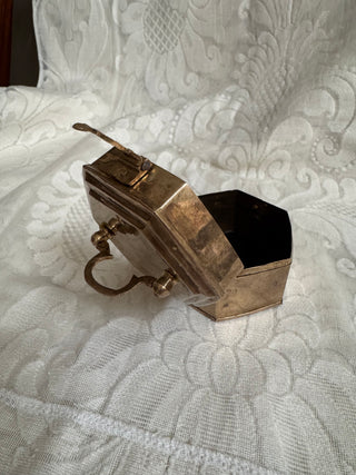 Vtg Brass Octagonal Trinket Box w/ Hinged Lid