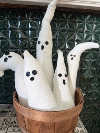 Cute Stuffed Fabric Ghosts with Button Eyes Small