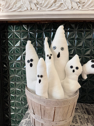 Cute Stuffed Fabric Ghosts with Button Eyes Med
