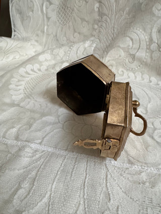 Vtg Brass Octagonal Trinket Box w/ Hinged Lid