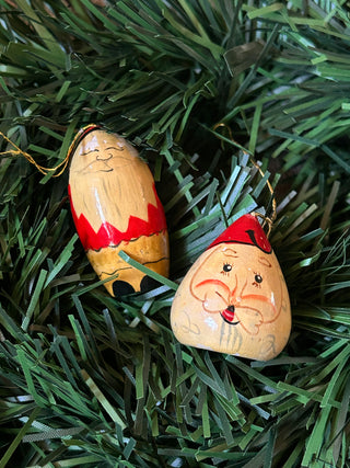 Wooden Old World Santa Ornaments, Set of 2