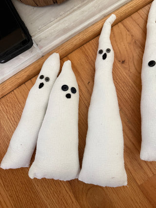 Cute Stuffed Fabric Ghosts with Button Eyes Small