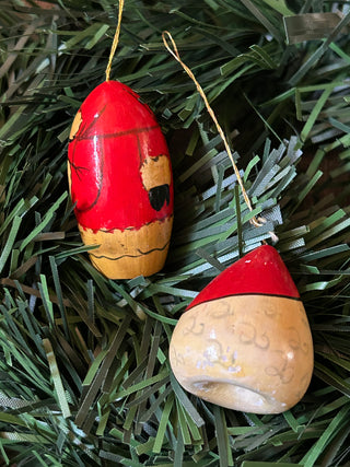 Wooden Old World Santa Ornaments, Set of 2