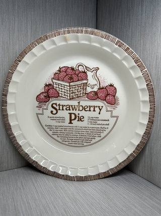 Strawberry Pie Recipe Plate Pan Dish 1970s 1980s 11" Royal China Jeannette