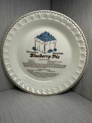Blueberry Pie Recipe Plate Pan Dish 1970s 1980s 11" Country Harvest Royal China