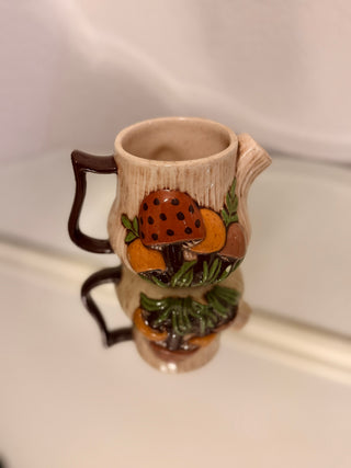Vtg 1984 handmade mushroom sugar bowl & creamer set. As-is.