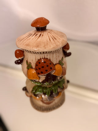 Vtg 1984 handmade mushroom sugar bowl & creamer set. As-is.