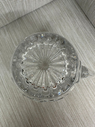 Glass Syrup Pitcher Pinwheel Starburst 4.5" Vintage Clear Pressed Glass