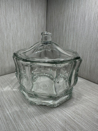 Vintage Indiana Glass Concord Clear Octagon Candy Dish with Lid
