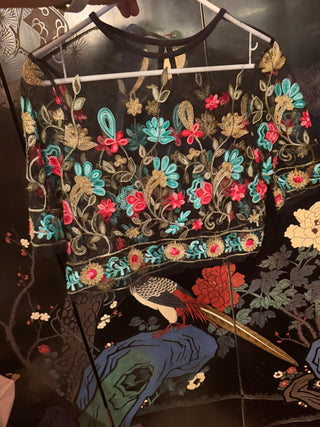 Rebellion Black Floral Sheer Crop Top