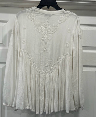 Rachel Zoe White Long Sleeve Embroidered Top Size MediumVV