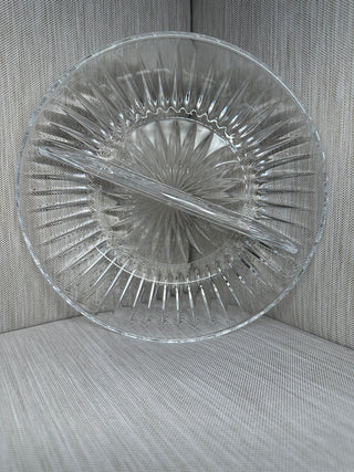 Glass Divided Trinket Tray 2 Section Round