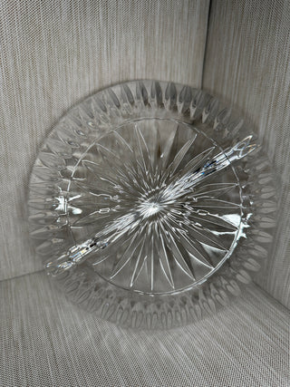 Glass Divided Trinket Tray 2 Section Round