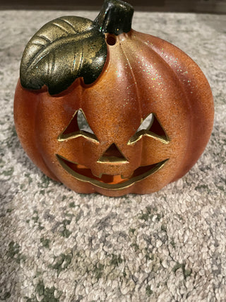 Glitter Jack-O’-Lantern Tealight Holder