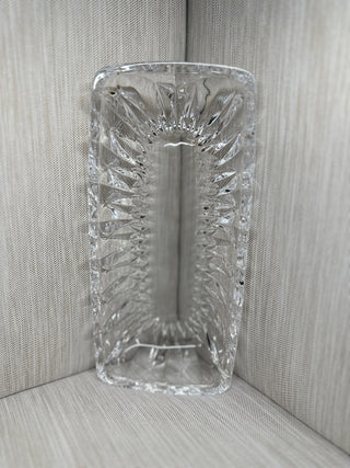 Rectangle Trinket Tray Diamond Cut Starburst Vanity Catchall Vintage Clear Glass 1960-1970