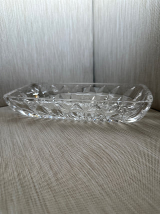 Rectangle Trinket Tray Diamond Cut Starburst Vanity Catchall Vintage Clear Glass 1960-1970