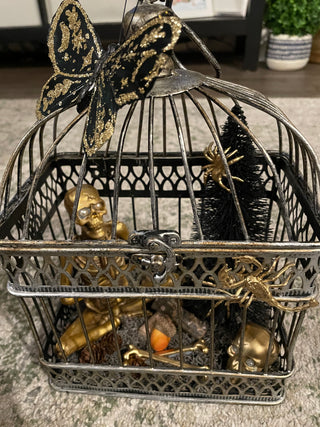 Skeleton Curiosity Cage Halloween Décor