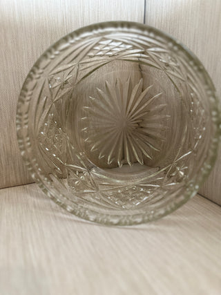Pressed Lead Crystal Bowl 8.25" Cylindrical Hobstar Straight Sided 3.5lb