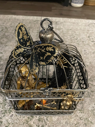 Skeleton Curiosity Cage Halloween Décor