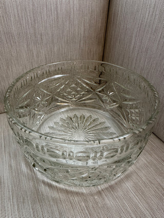 Pressed Lead Crystal Bowl 8.25" Cylindrical Hobstar Straight Sided 3.5lb