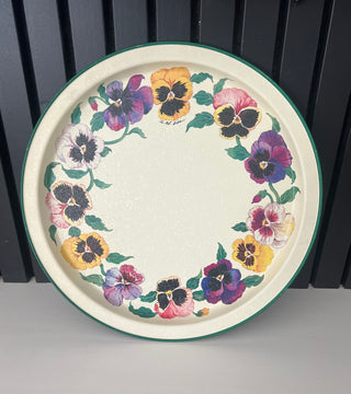 Vintage pansies metal tray