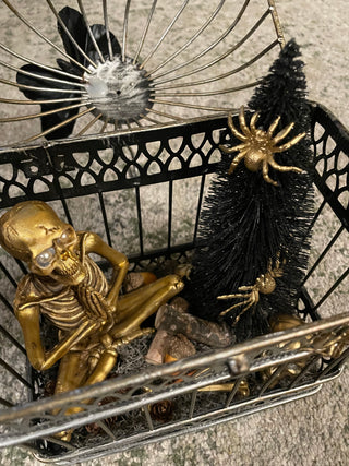 Skeleton Curiosity Cage Halloween Décor