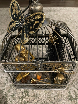 Skeleton Curiosity Cage Halloween Décor