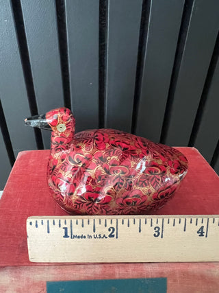Vintage Indian Paper Mache Hand Painted Bird Trinket Box