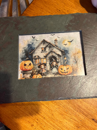 Halloween Print in a Vermont Specialty Slate Reusable Frame